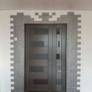 Декоративная 3D панель самоклейка под кирпич Серебро 700x770x7мм